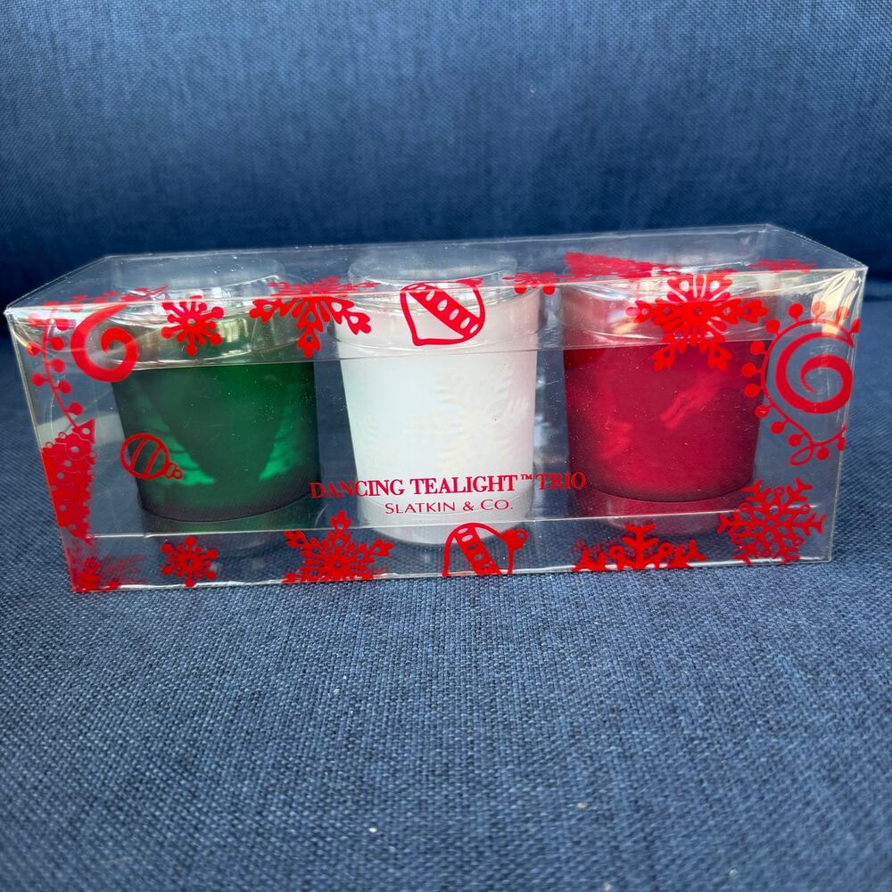 Slatkin Dancing Tealight Trio Christmas Candle Holder Gift Set of 3 NOS HTF